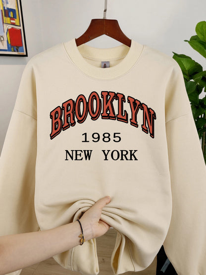 New York Printed Crew Neck Sweatshirts