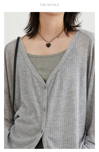 Lightweight V-Neck Knit Cardigan for Women – 2025 Spring & Summer
