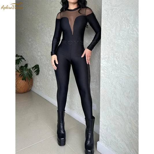 Long Sleeve Elastic Sportswear Jumpsuits