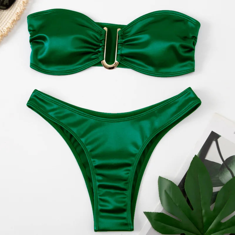 Shimmering Brown V-Bar Bikini Aesthetic