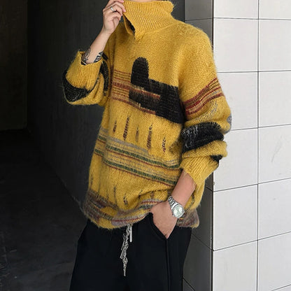 Turn Down Collar Knitwear Old Men Sweaters