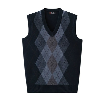 Argyle Basic Solid Color O Neck Long Sleeve Knitted Men S Sweaters
