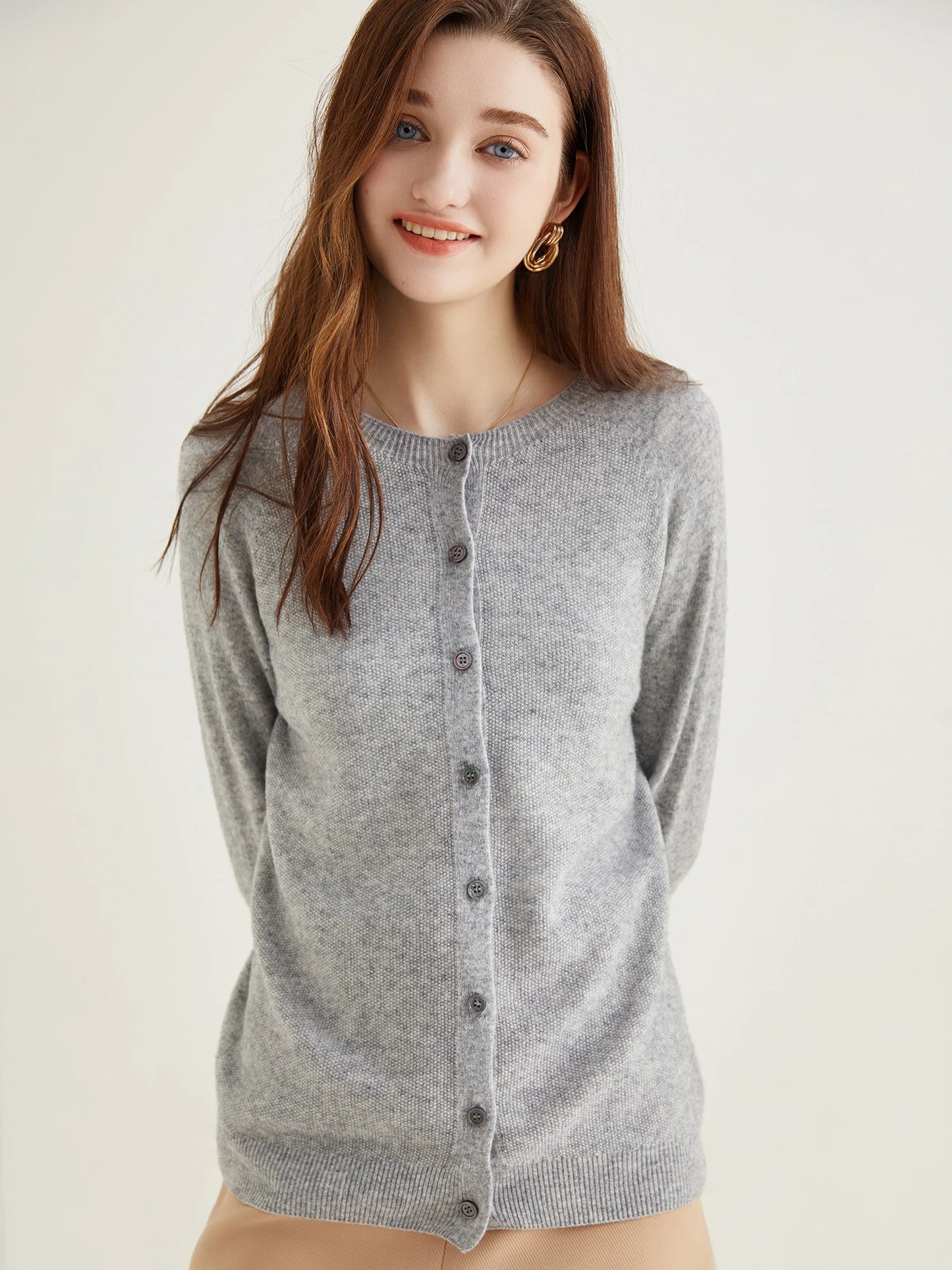 100% Merino Wool Knit Cardigan for Women – Timeless Vintage Style