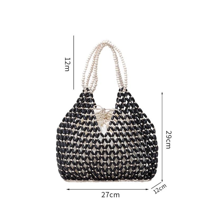 Resort Aesthetics: Chic Pearl Handle Beaded Bag