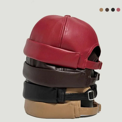 Vintage Heritage: Retro PU Leather Docker-Style Landlord Cap
