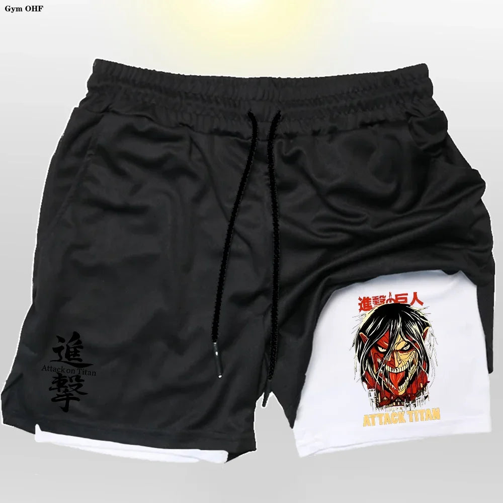 New 2 In 1 Mens Gym Short