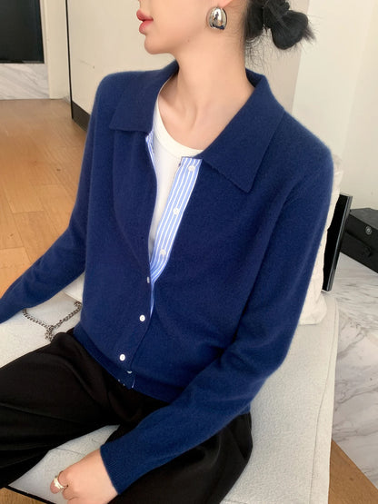Casual Preppy Look - The Grey Collared Knit Cardigan