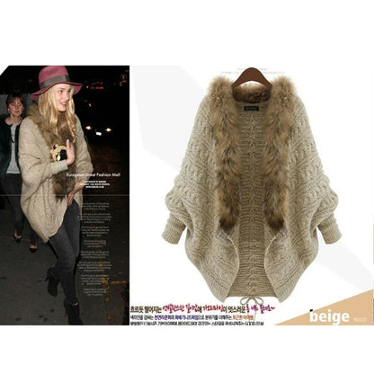 New Womens Lapel Neck Wool Cape Poncho Cardigan