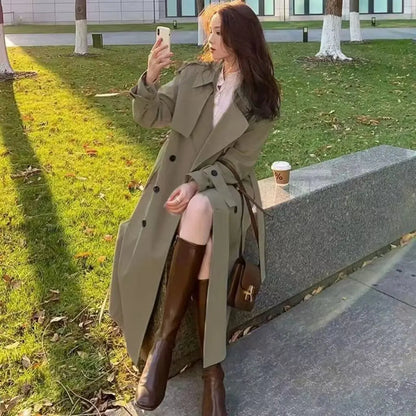 Womens Oversize Long Single Breasted Trench Coat