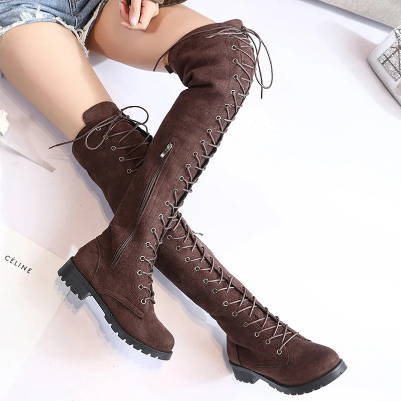 2025 Fashion Over The Knee Boots For Women Sexy Snake Pattern Leather Boots With Square Head Pleated High Heels