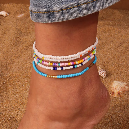 5 Pieces Colorful Beads Ankle Bracelet