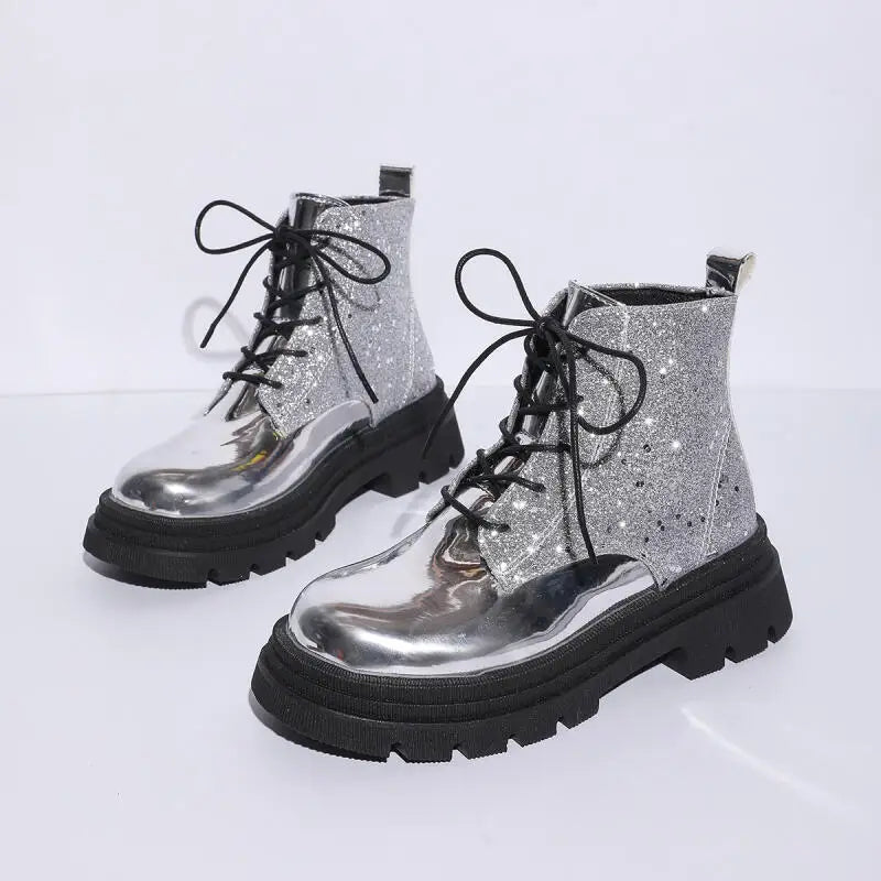 Luxury Silver Design Mid Heel Winter Women Boots