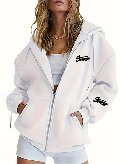Plus Size Womens Fleece Lined Hoodie Autumn Winter Thickened Cardigan Sweatshirt