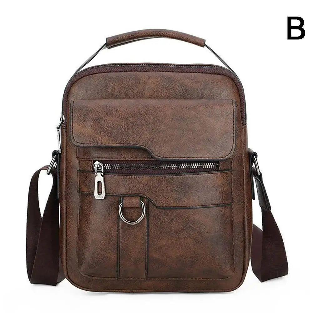 Mens Luxury Leather Shoulder Bag Classic Vintage Messenger Business Crossbody Bag