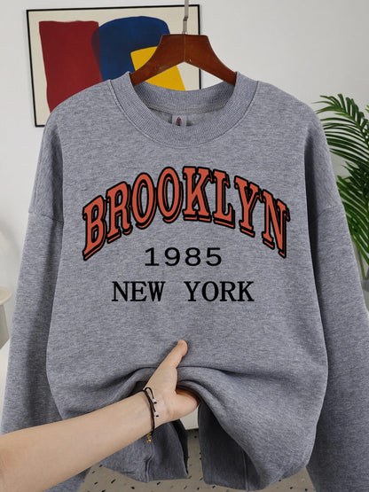 New York Printed Crew Neck Sweatshirts
