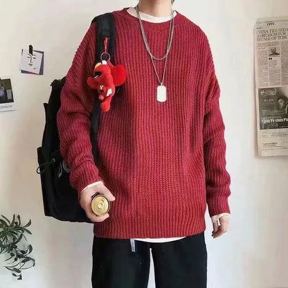Korean Style Men Street Fashion Knitted Warm Sweaters