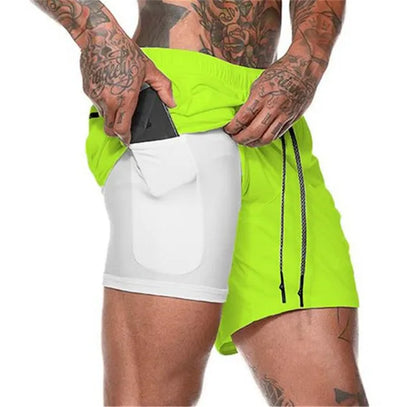 2 In 1 Mens Training Gym Fitness Sport Style Shorts