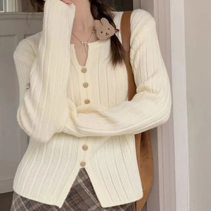 Autumn Winter Knitted Women V Neck Slim Fit Sweater