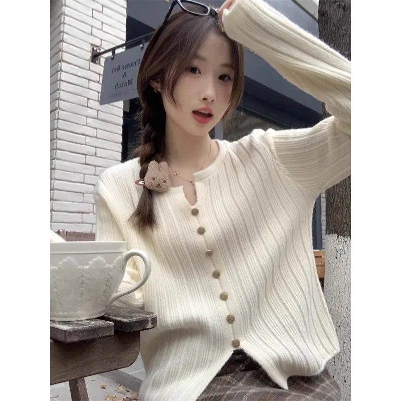 Autumn Winter Knitted Women V Neck Slim Fit Sweater