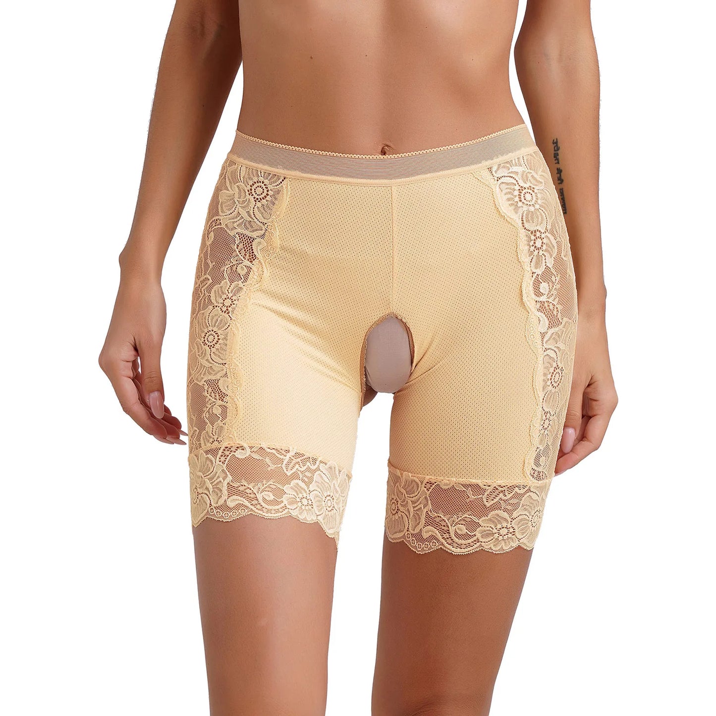 Womens Pocket Design Lace Underwear Shorts