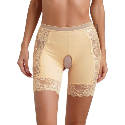 Womens Pocket Design Lace Underwear Shorts