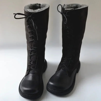 Genuine Leather Lace Up Cool Winter Boots For Women