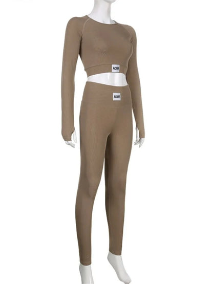 Spring Essentials Chic Black Crop Top & Skinny Pants Two-Piece Set – Casual Sport Outfit