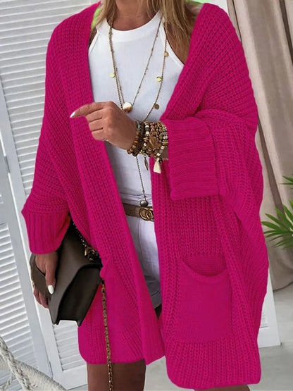 Women Sweater Midi Cardigans Autumn Winter 2025 Knitted Jackets Long Sleeve Korean Loose Hooded Coats Oversized Casual Basic New