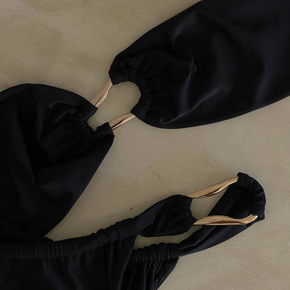 Basic Style Push Up Ribbed Women Strapless Bikini