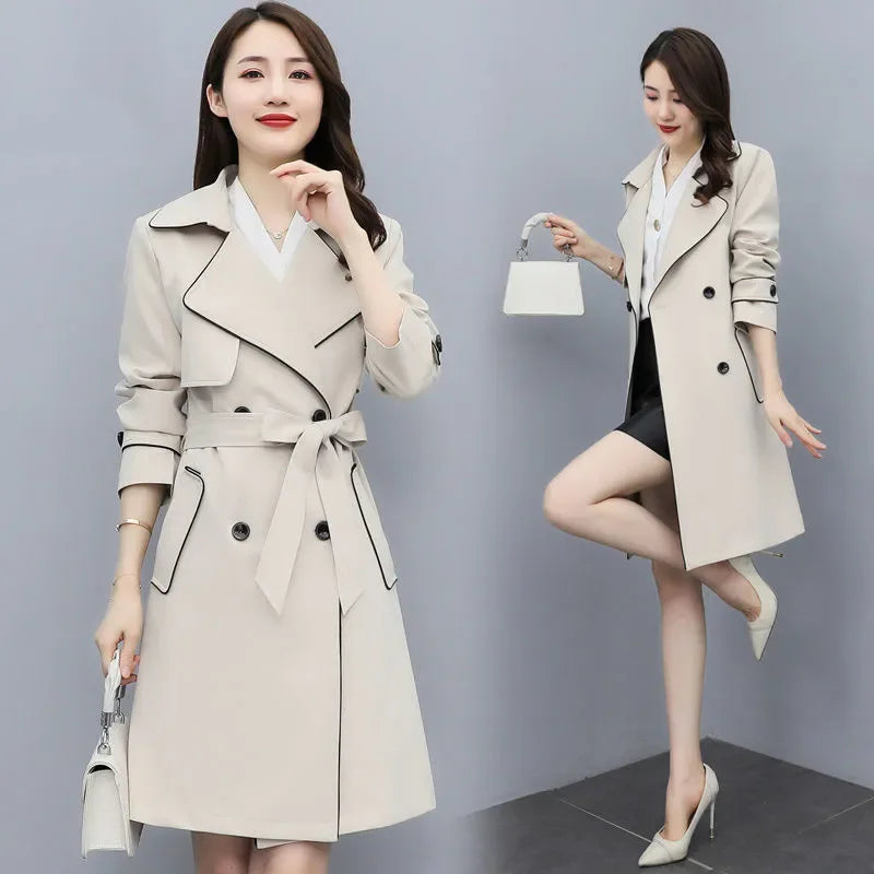 Womens Oversize Long Single Breasted Trench Coat