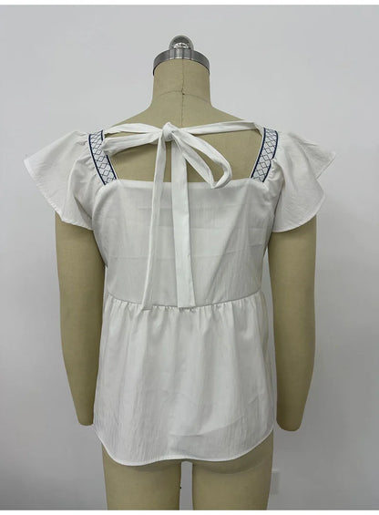 Chic Casual Long Sleeve Blouse Loose Fit With Pockets For Summer