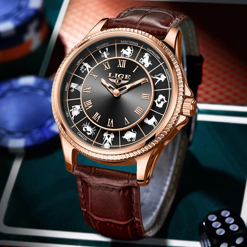 30m Water Resistance Genuine Leather Mens Luxury Quartz Watches