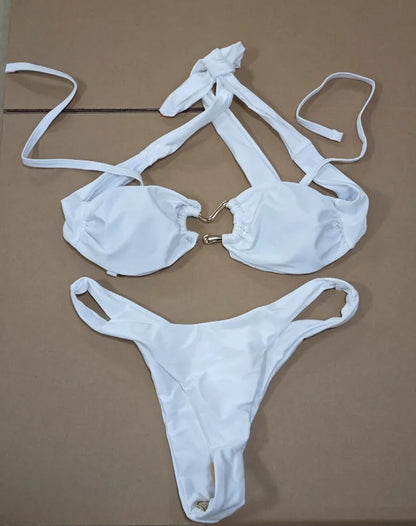 Basic Style Push Up Ribbed Women Strapless Bikini