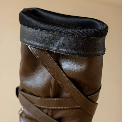 Women’s Knee-High High Heel Riding Boots 2025 – PU Leather Platform Princess Slim Boots