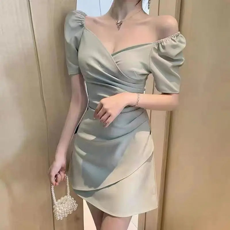 Fresh Summer Style Women V Neck Tapered Waist Dresses