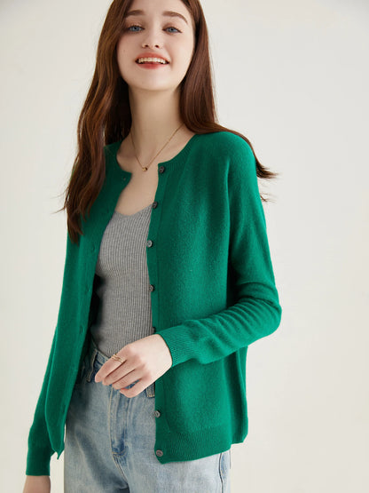 100% Merino Wool Knit Cardigan for Women – Timeless Vintage Style