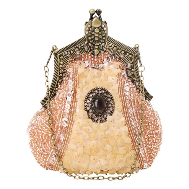 Queen Style Antique Crystal Beaded Evening Handbag