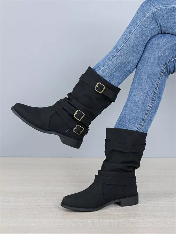 Buckle Decoration Slip on Comfortable Simple Winter Boots For Women