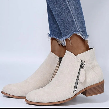 Platform Heel Suede Zipper Up Elegant Boots For Women