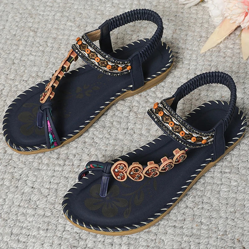 New Fashion Vintage Women Buckle Strap Flat Heel Sandals Summer Beach Travel Shoes Sandalia Feminina Chaussure Femme