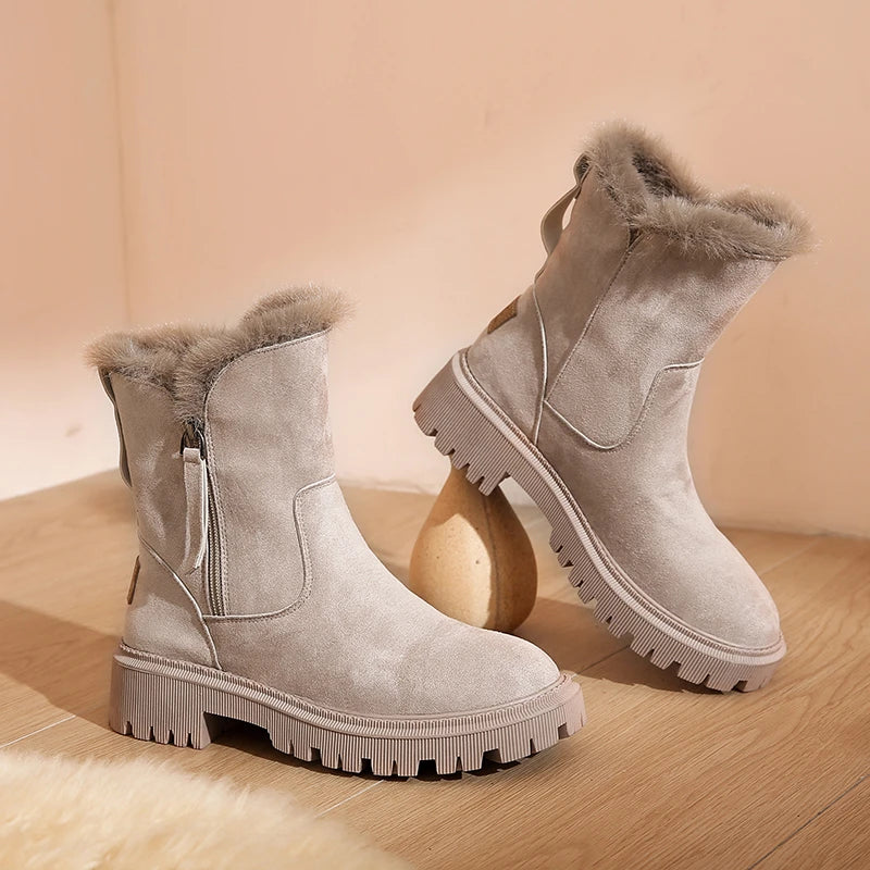 New Fashion Winter Snow Boots For Women Warm Lace Up Flat Boots Trendy Women S Shoes Hot Sale