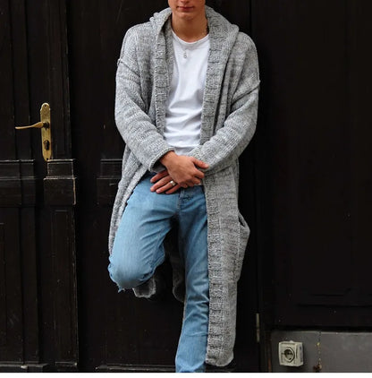 Men's Knitted Cotton Cardigan: Casual, Slim-Fit Outwear for Autumn/Winter