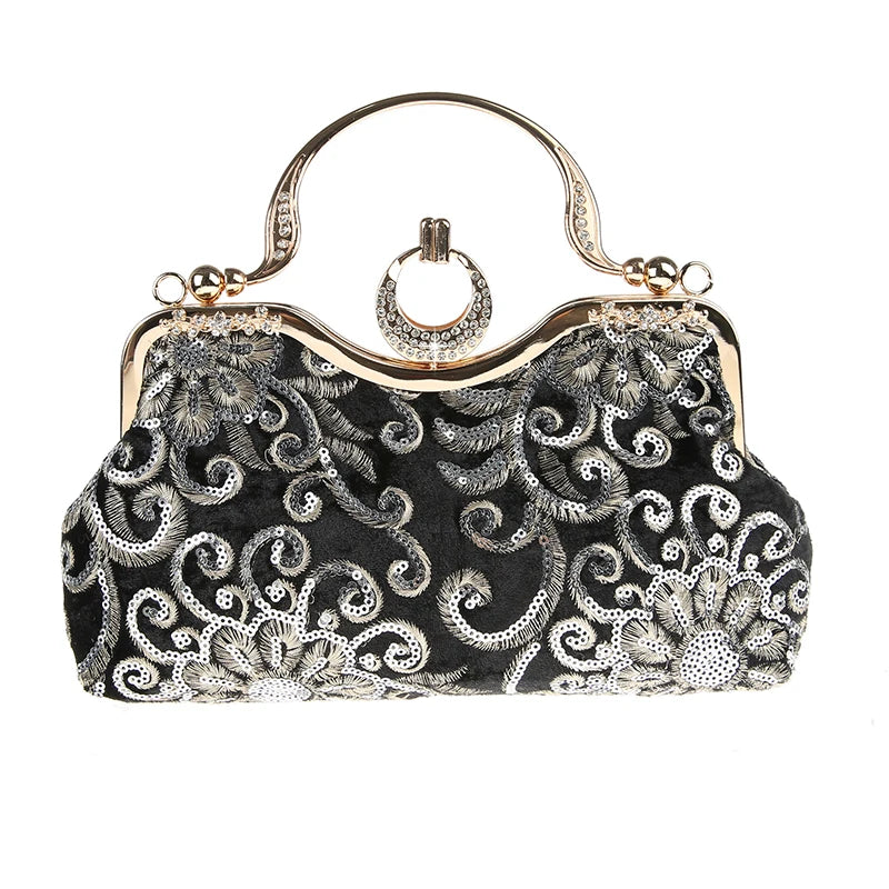 Queen Style Antique Crystal Beaded Evening Handbag