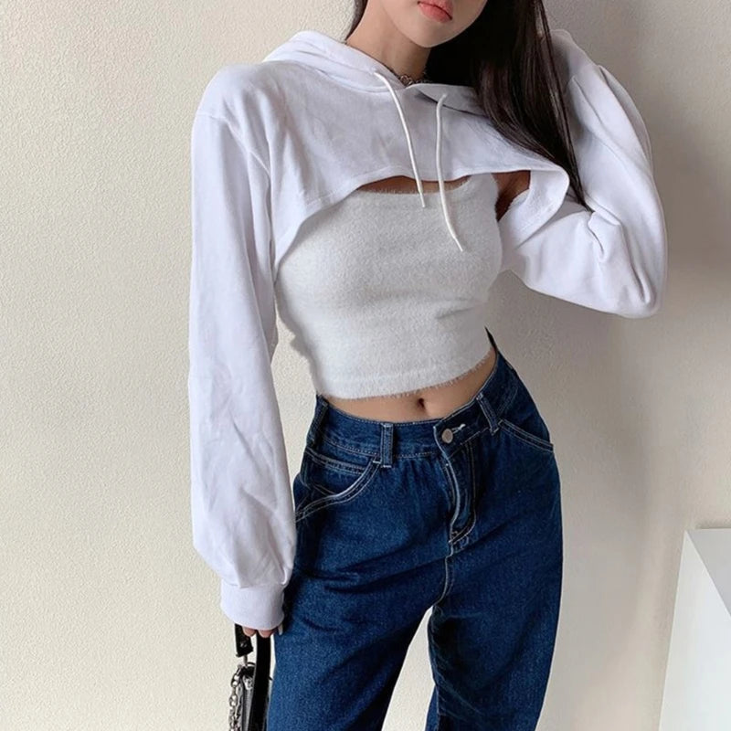 Black Long Sleeve Crisscross Down Casual Crops