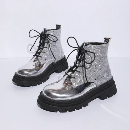 Luxury Silver Design Mid Heel Winter Women Boots