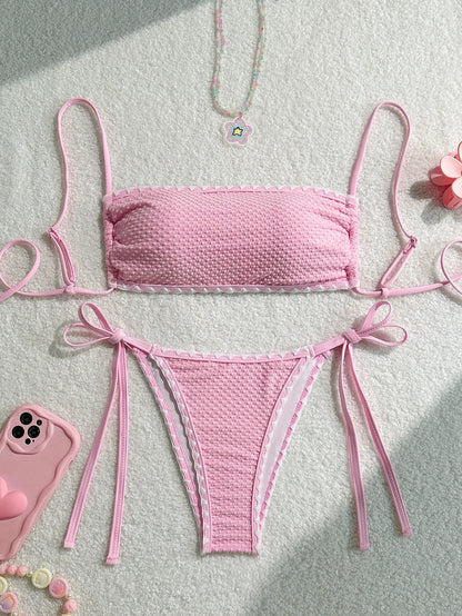Two Pieces New White Bandage Stripe Bikini
