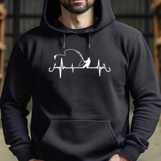 Ice Fishing On Lake Michigan Printed Cotton Casual Hoodies