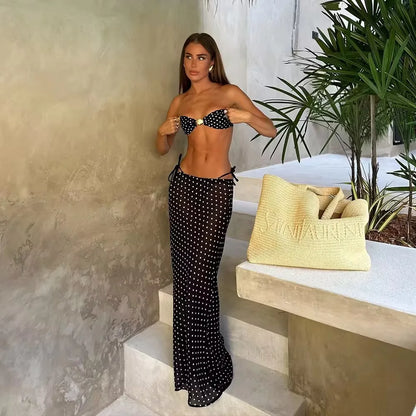 Italian Riviera Vibes Navy Blue Polka Dot Beach Set