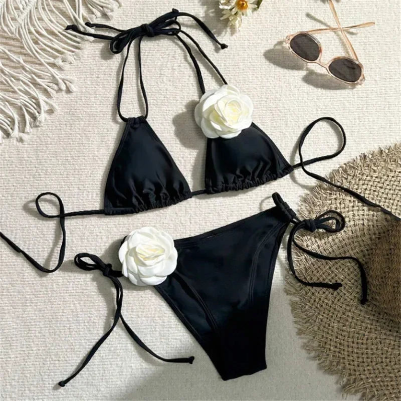 Triangle Push Up Style Sexy Summer Flower Themed Women Bikinis