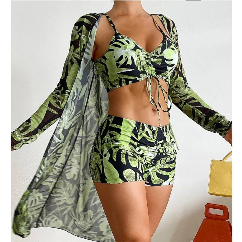 2025 Womens Camouflage Print Bikini Set Split Push Up Tankini Swimwear Two Piece Beachwear